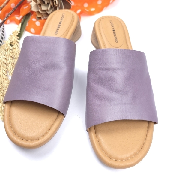Lucky Brand Shoes - New Lucky Brand Women's Purple Leather Slide Sandals Sz 9m